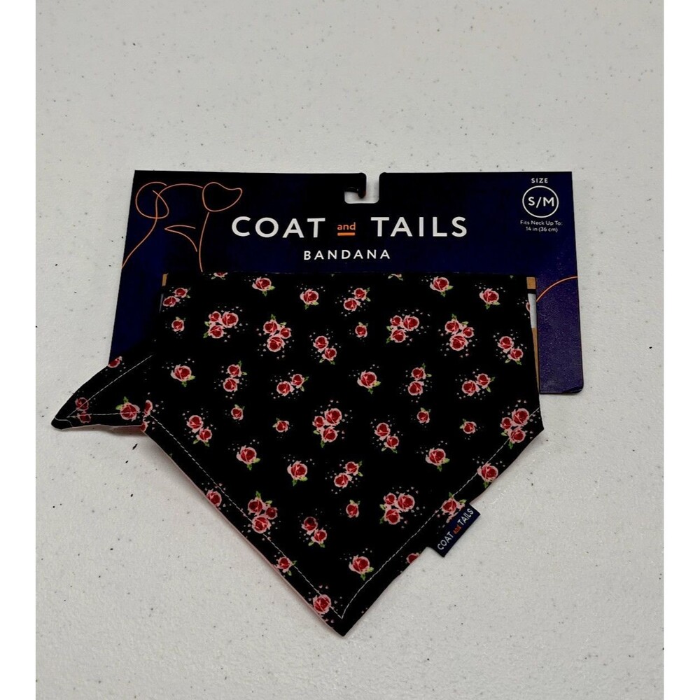 Coat & Tails Dog Bandana New Floral Pattern Small/Medium 14” And Under Neck